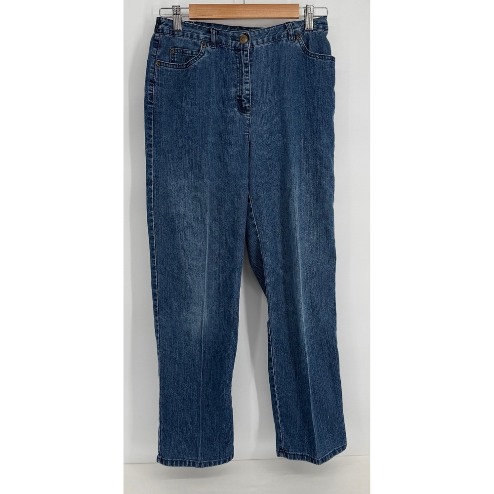 Ruby‎ Rd Petite Blue Denim Straight Leg Jeans Elastic Back Medium Wash Sz 6P